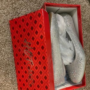 silver sparkly flats